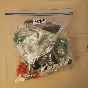 Assorted Jewelry Bag with Red and Green Beads